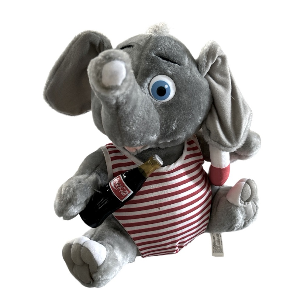 Vintage 1993 Coca Cola Elephant Plush Stuffed Animal Toy 8"